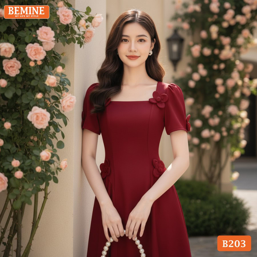 Đầm BEMINE B203 dáng chữ A phù hợp dạo phố và gặp gỡ bạn bè.