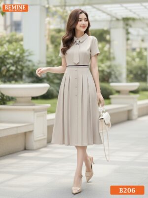 Đầm thiết kế BEMINE cổ đức có cavat dáng chữ A phù hợp đi làm-B206 hình ảnh