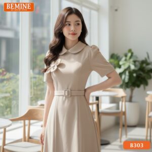Đầm thiết kế BEMINE Dáng Chữ A Công Sở Cổ Sen B303 phù hợp với những dịp