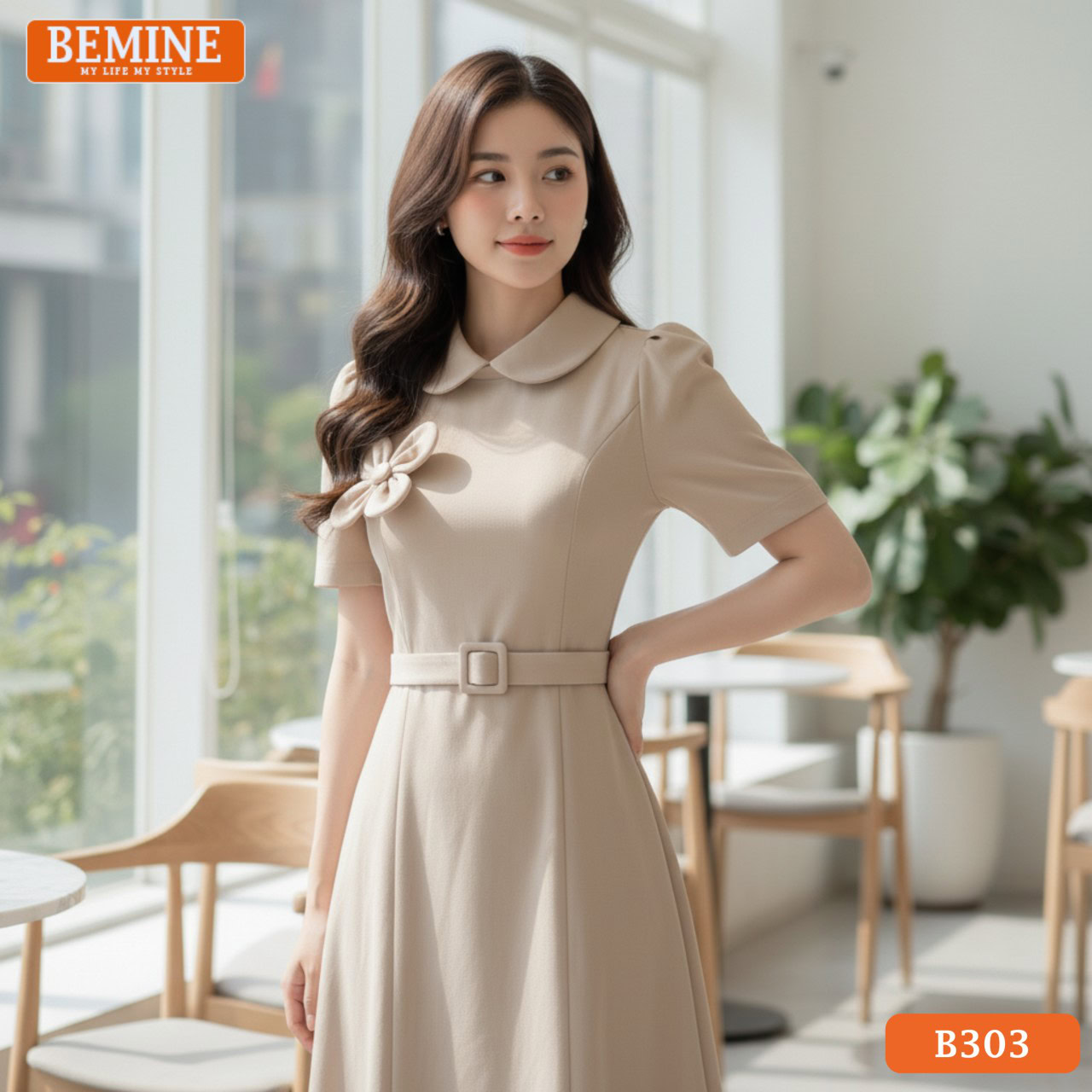 Đầm thiết kế BEMINE Dáng Chữ A Công Sở Cổ Sen B303 Đầm thiết kế BEMINE Dáng Chữ A Công Sở Cổ Sen B303 phù hợp với những dịp