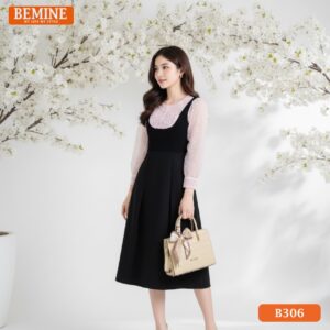 Đầm chữ A BEMINE B306 nhún bèo, mang lại sự duyên dáng, lý tưởng cho môi trường văn phòng.