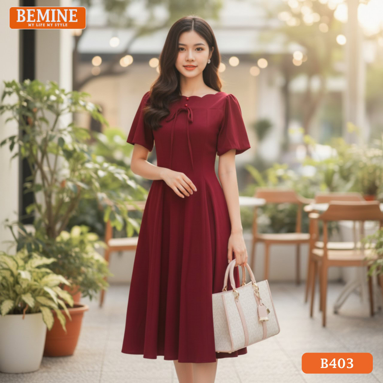 Đầm thiết kế BEMINE Dáng Chữ A Công Sở Cổ Thuyền B403 Đầm thiết kế BEMINE Dáng Chữ A Công Sở Cổ Thuyền B403 màu ĐỎ quyến rũ.