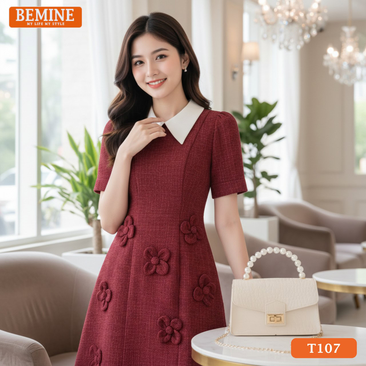 Mẫu Đầm Công Sở Cổ Vuông Tay Phồng Thanh Lịch Lịch Sự Cho Nàng 29 Lựa chọn cho vóc dáng thước kẻ cần tạo đường cong mềm mại