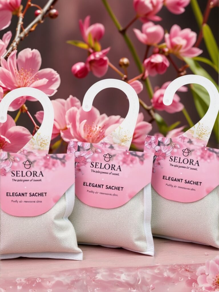 Túi Thơm Quần Áo BEMINE TT01 Ảnh cận cảnh bao bì vải cao cấp và dây treo của túi thơm quần áo BEMINE TT01.