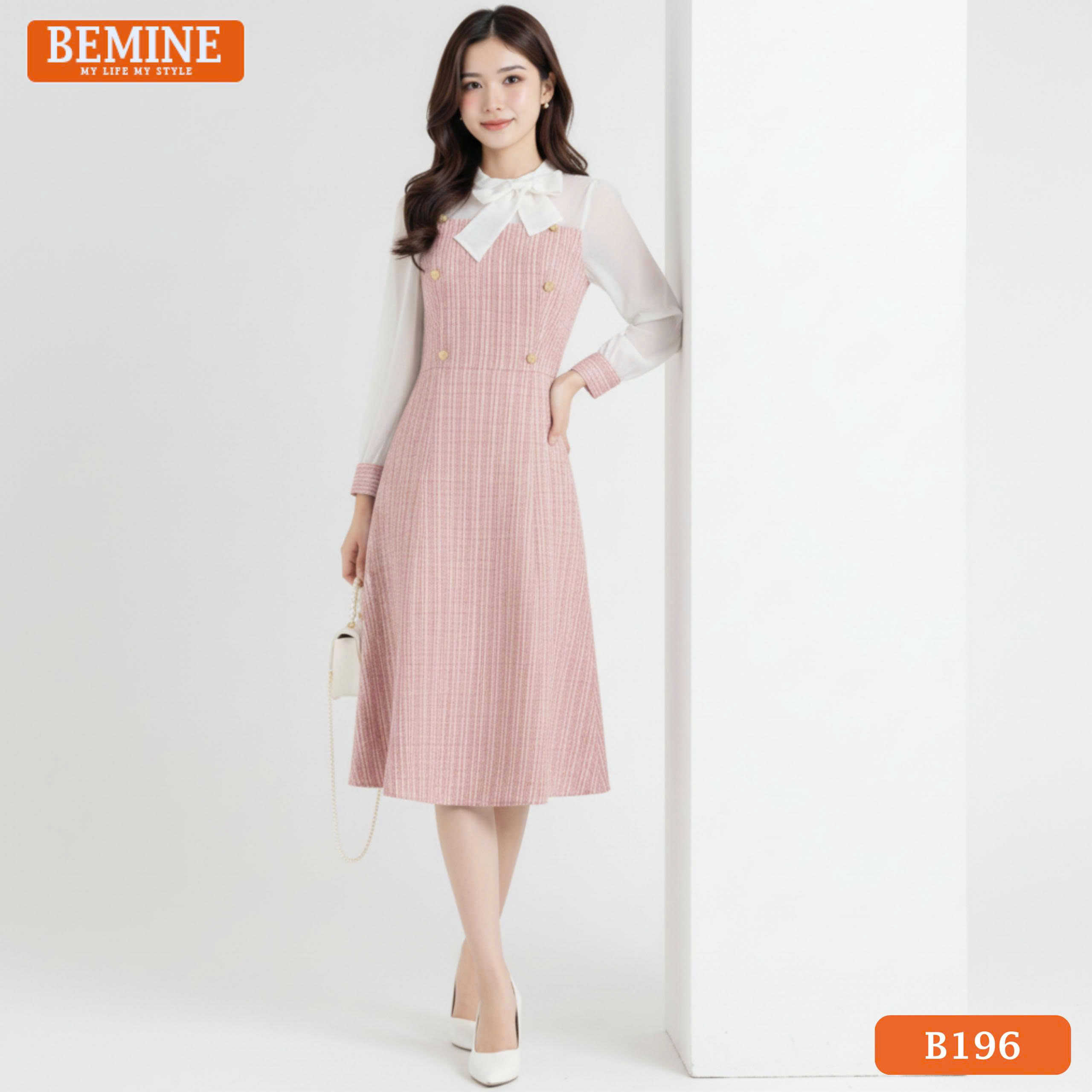 Đầm thắt eo cao BEMINE giúp kéo dài chân và giấu vòng eo bánh mì