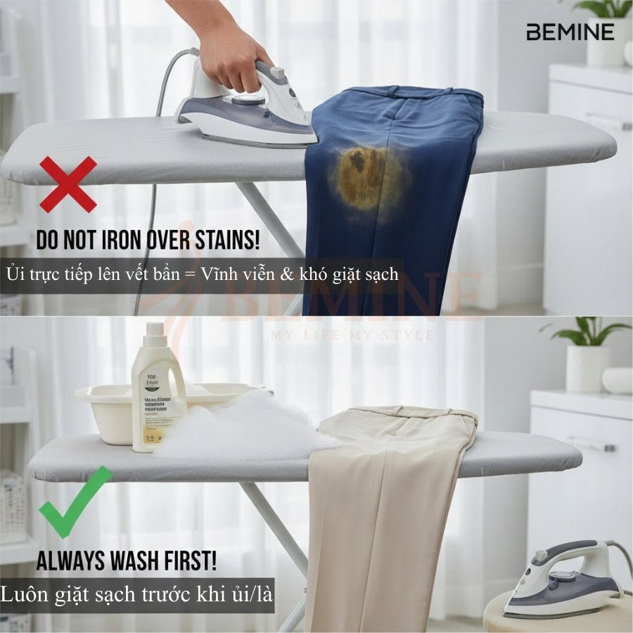 3.2 Không Ủi Quần Tây Khi Còn Vết Bẩn