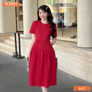 Cận cảnh chất liệu vải cao cấp của mẫu đầm BEMINE B422.