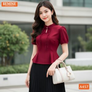 Chi tiết tay phồng tinh tế trên mẫu áo thiết kế BEMINE A457.