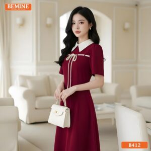 Đầm thiết kế BEMINE B412 chất liệu vải cao cấp, đứng form giúp tôn dáng và che khuyết điểm hiệu quả.
