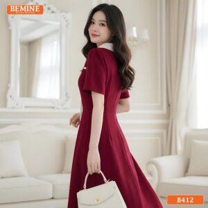 Đầm chữ A BEMINE B412 cổ đức viền nơ, lựa chọn hoàn hảo cho các buổi họp hay gặp gỡ đối tác.