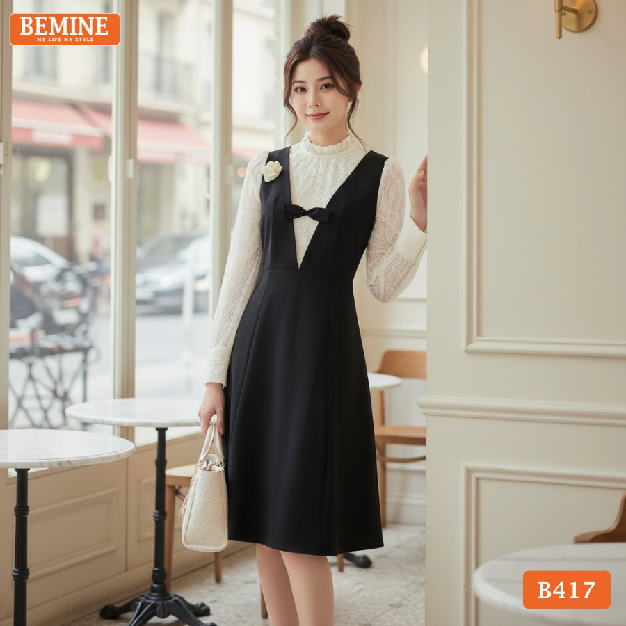 Đầm công sở BEMINE B417 thiết kế dáng chữ A tôn dáng.