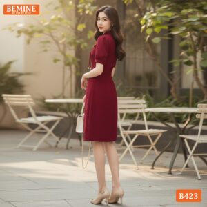 Đầm BEMINE B423 thiết kế một lớp có túi tiện lợi.