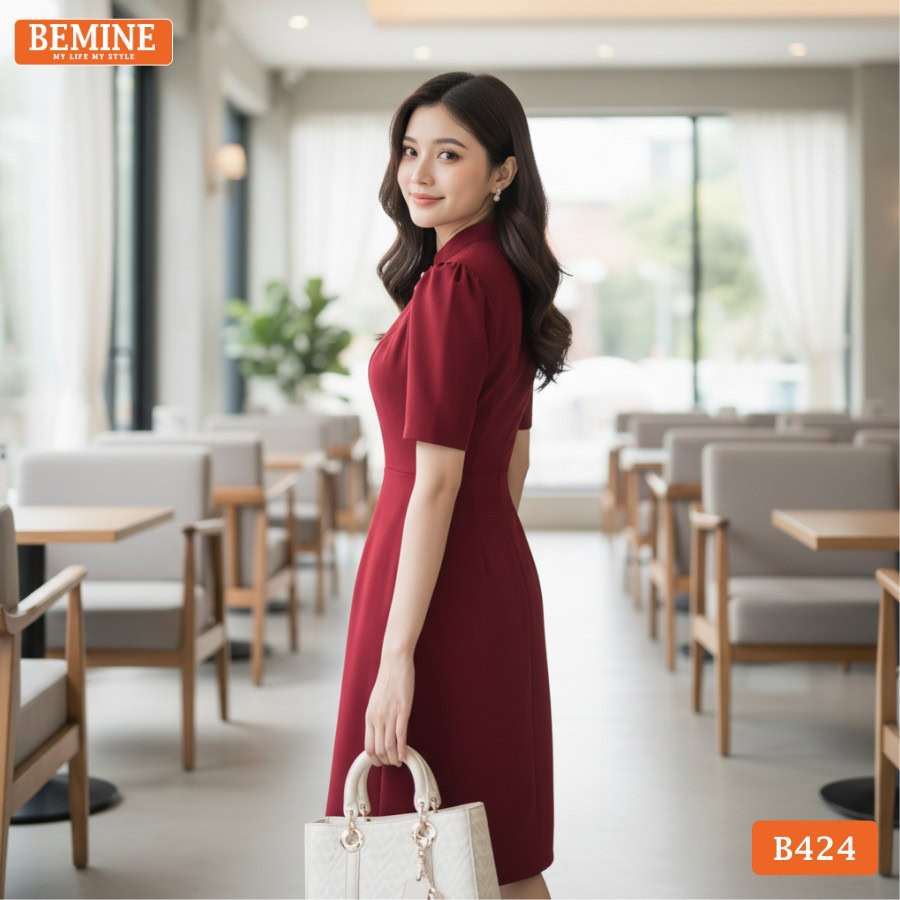Đầm BEMINE B424 dáng chữ A phù hợp nhiều hoàn cảnh.