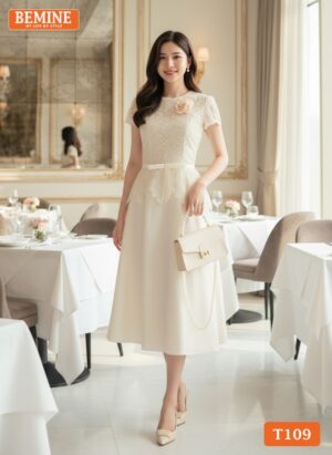 Mẫu đầm cao cấp BEMINE T109 giả set sang trọng cho nữ công sở.