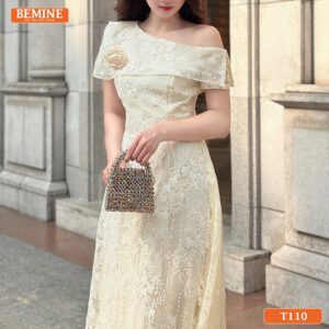 Thiết kế đầm ren lệch vai thương hiệu BEMINE mã T110 cao cấp.