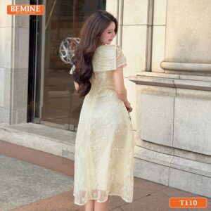 Đầm đi tiệc cao cấp BEMINE T110 dáng dài lệch vai tôn dáng.
