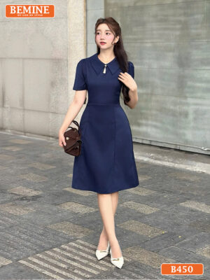 Đầm Thiết Kế BEMINE Dáng Chữ A Cổ Sơ Mi Giọt Nước B450 hình ảnh