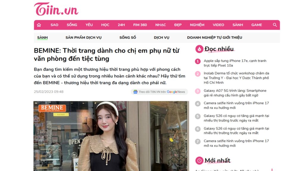 Báo chí nói gì về BeMine: Báo Tiin đánh giá cao tính ứng dụng của sản phẩm. Đầm thiết kế BEMINE phù hợp cho cả đi làm và đi chơi