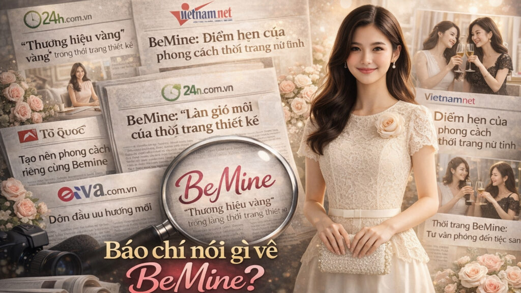Báo chí nói gì về BeMine: Thương hiệu vàng trong dòng chảy thời trang Việt. Khẳng định đẳng cấp trang phục hàng hiệu thiết kế riêng cho phái đẹp.