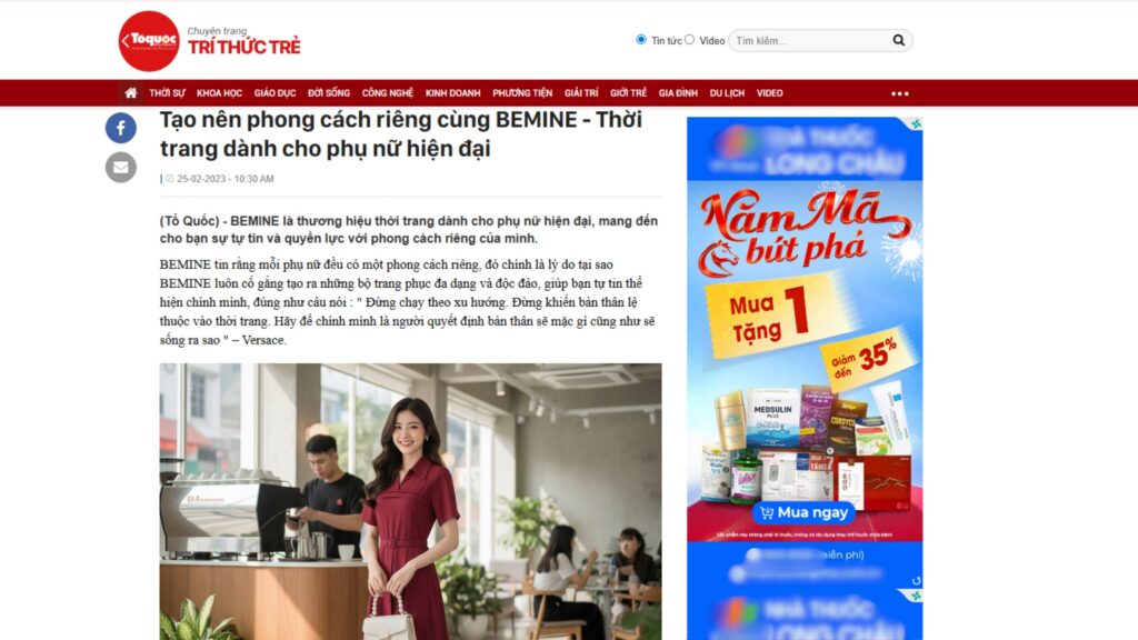 Báo chí nói gì về BeMine: Báo Toquoc khen ngợi tư duy xây dựng phong cách cá nhân. BEMINE không áp đặt hình ảnh cứng nhắc lên phái đẹp.