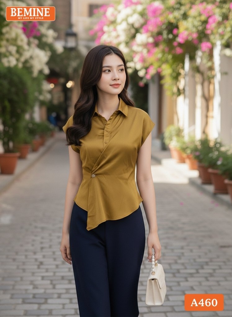 Cận cảnh chất liệu vải cao cấp của mẫu áo BEMINE A460.