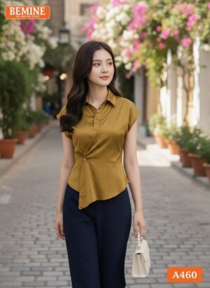 Áo Thiết Kế BEMINE Cổ Sơ Mi Vạt Đắp Chéo A460