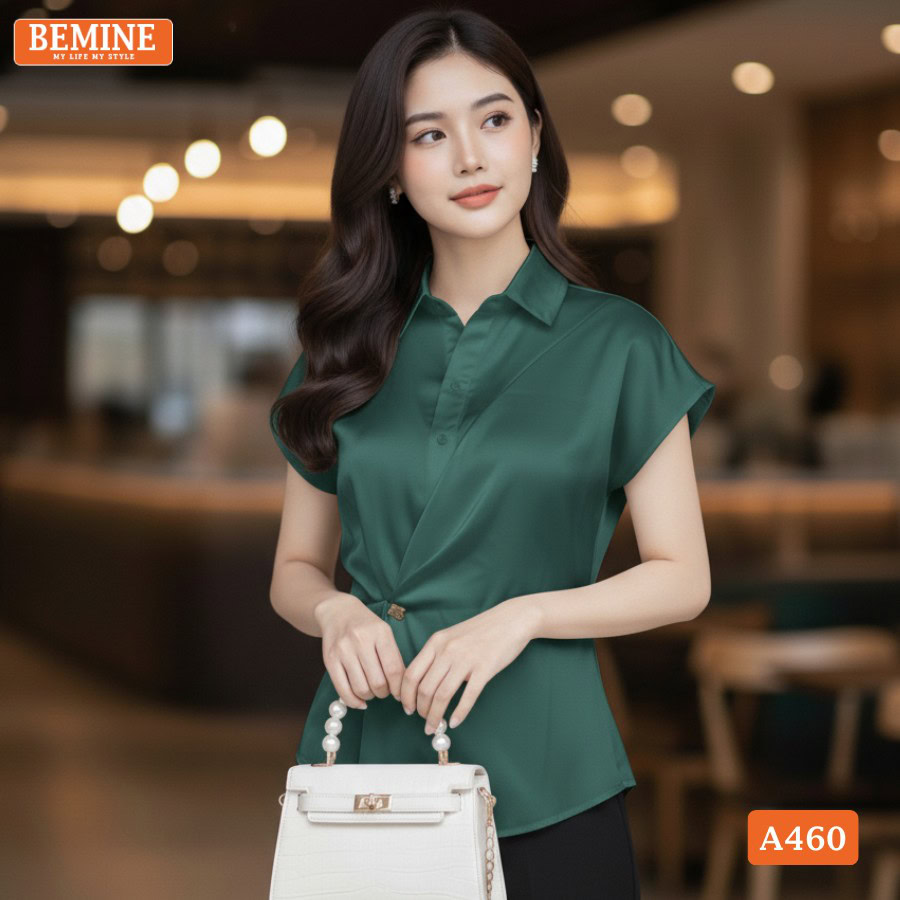 Áo BEMINE A460 vạt đắp chéo tạo điểm nhấn thời thượng.