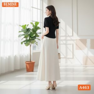 Người mẫu diện áo BEMINE A463 phối đồ đi làm chuyên nghiệp.