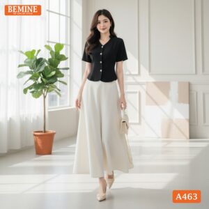 Chi tiết đính cúc kiểu tinh tế trên mẫu áo thiết kế A463.