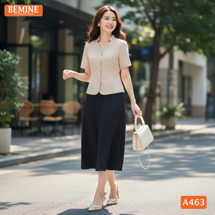 Phong cách thời trang nữ tính và chuyên nghiệp với áo BEMINE A463.