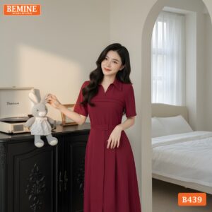 Cận cảnh chất liệu vải cao cấp của mẫu đầm BEMINE B439.