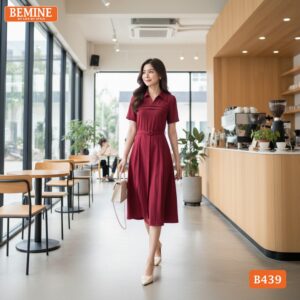 Đầm thiết kế BEMINE Peplum Công Sở Cổ Tròn B439