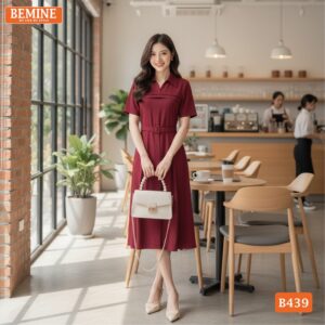Thiết kế đầm chữ A cổ sơ mi thương hiệu BEMINE mã B439.