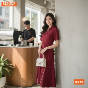 Đầm BEMINE B439 có đai eo giúp vòng hai thon gọn.