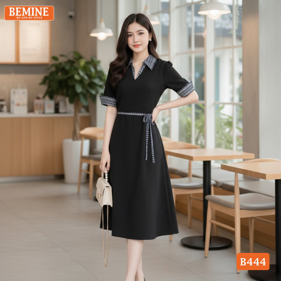 Phong cách thời trang nữ tính với đầm BEMINE B444 nhã nhặn.