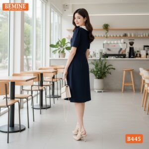 Cận cảnh chất liệu vải cao cấp của mẫu đầm BEMINE B445.