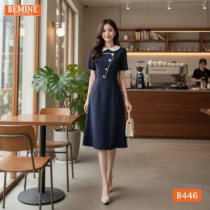 Đầm thiết kế bemine dáng chữ a cổ sen đắp chéo b446 là lựa chọn ưu tiên dành cho những cô nàng công sở bận rộn