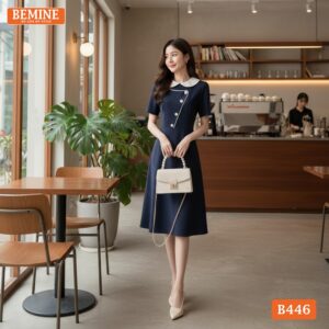 Ảnh chụp toàn thân đầm thiết kế BEMINE B446 nhã nhặn.