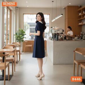 Đầm công sở BEMINE B446 thiết kế dáng chữ A trẻ trung.