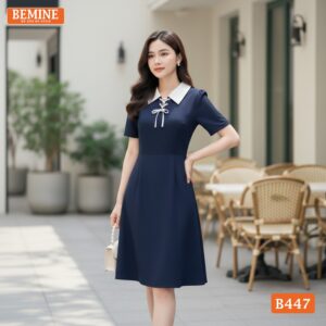 Mẫu đầm công sở BEMINE B447 dáng chữ A tôn dáng cực chuẩn.