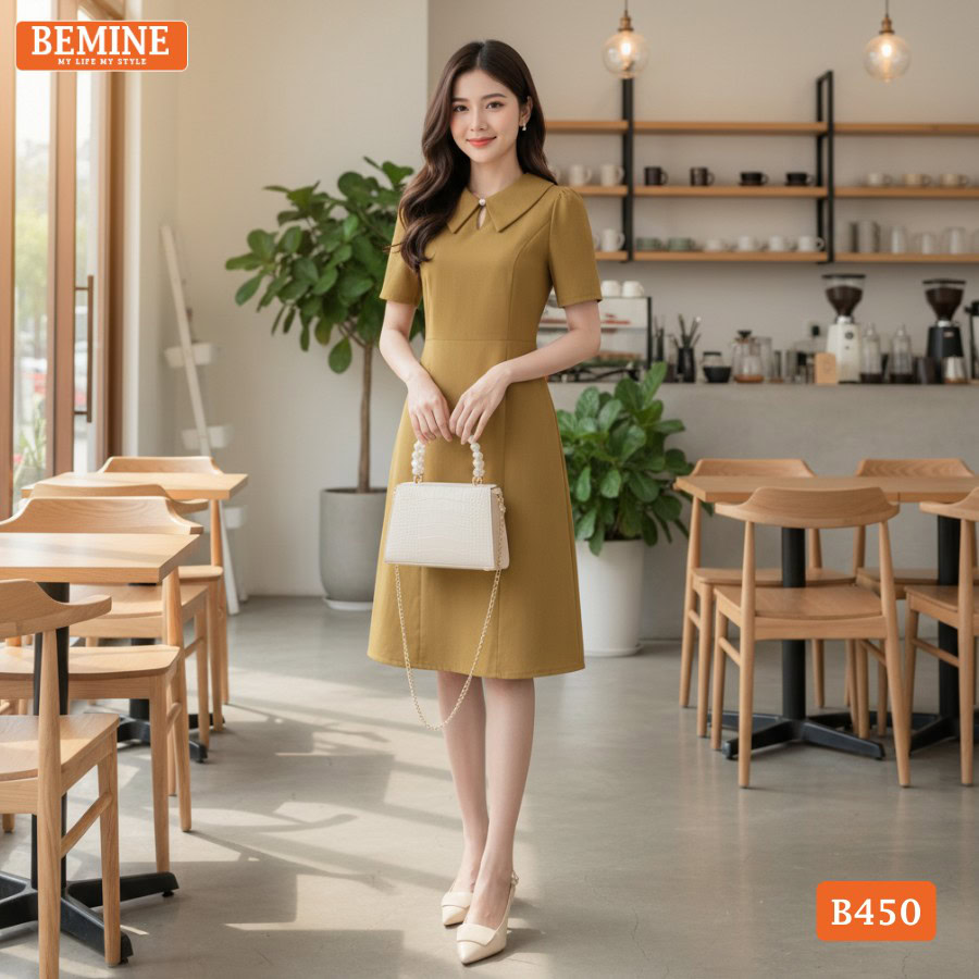 Thiết kế đầm chữ A xẻ giọt nước thương hiệu BEMINE mã B450.