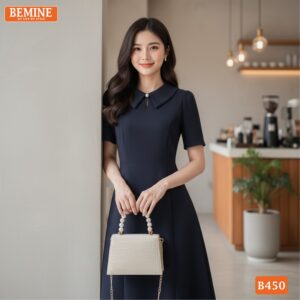 Đầm BEMINE B450 màu đen tôn dáng và che khuyết điểm hiệu quả.