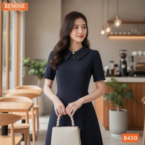 Cận cảnh chất liệu vải cao cấp của mẫu đầm BEMINE B450.