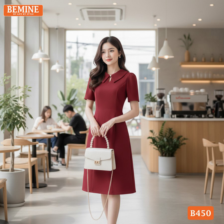 Thiết kế đầm chữ A xẻ giọt nước thương hiệu BEMINE mã B450.