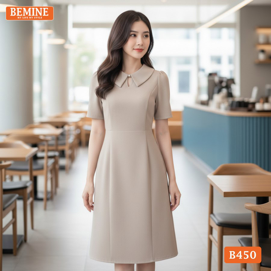 Thiết kế đầm chữ A cổ xẻ giọt nước thương hiệu BEMINE mã B450.