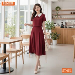 Set BEMINE ST451 chân váy dài tôn dáng và che khuyết điểm.