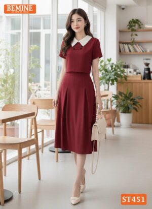Set thiết kế BEMINE Peplum Công Sở Cổ Tròn ST451