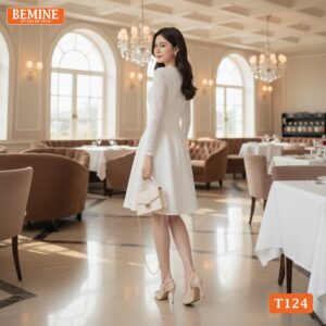 Đầm BEMINE T124 thiết kế tay dài giúp che khuyết điểm hiệu quả.