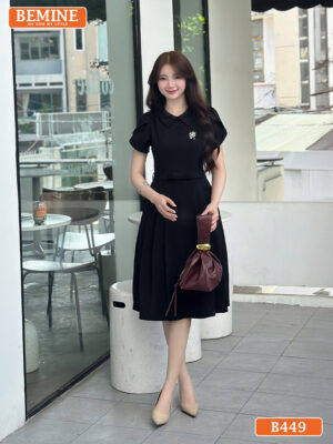Đầm Thiết Kế BEMINE Dáng Chữ A Cổ Sơ Mi Tay Búp Sen B449 hình ảnh