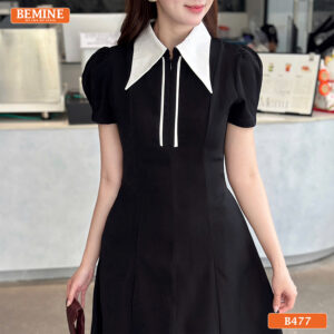 Cận cảnh chất liệu vải cao cấp của mẫu đầm BEMINE B477.